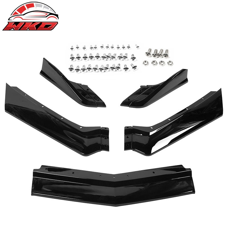 Fits 20-26 Chevrolet Corvette C8 Front Bumper Lip Lower Spoiler 5PCS Gloss Black