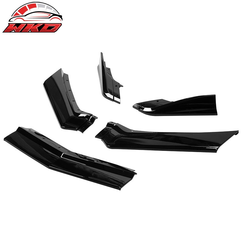 Fits 20-26 Chevrolet Corvette C8 Front Bumper Lip Lower Spoiler 5PCS Gloss Black