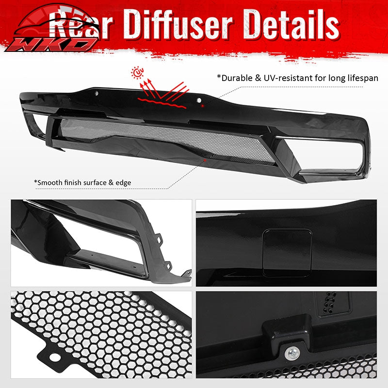 Fits 20-26 Chevy Corvette C8 Z51 Stingray OE Rear Bumper Diffuser Pearl Black PP