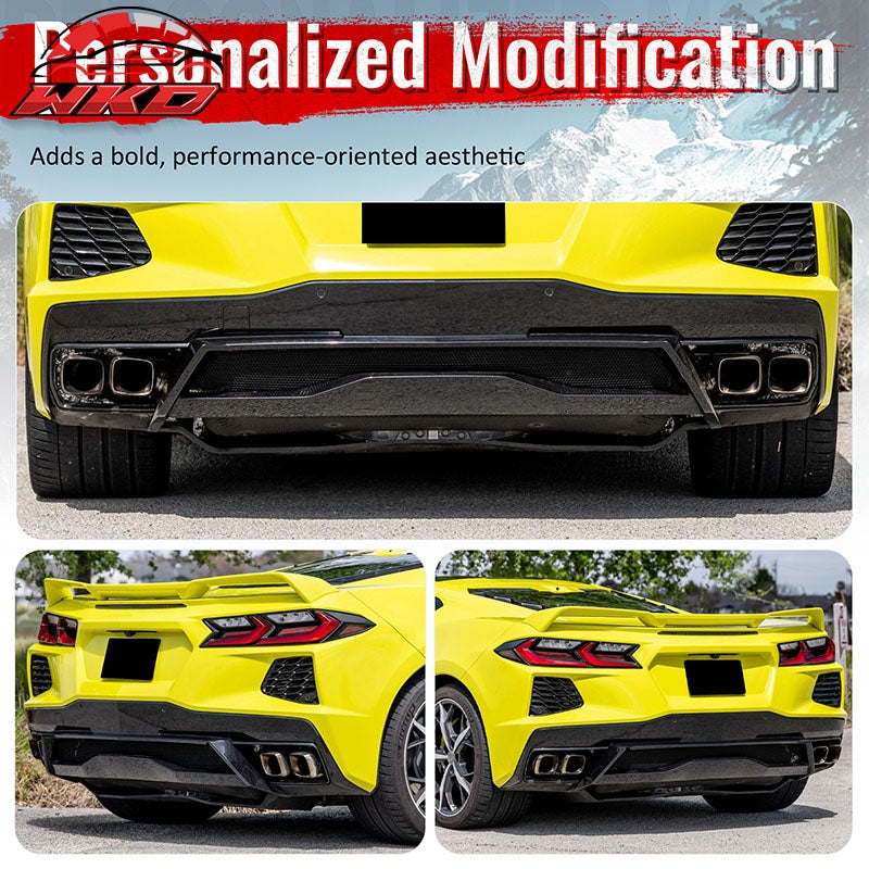 Fits 20-26 Chevy Corvette C8 Z51 Stingray OE Rear Bumper Diffuser Pearl Black PP
