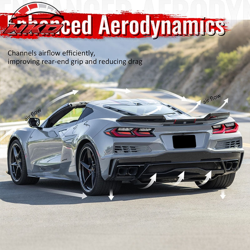 Fits 20-26 Chevy Corvette C8 Z51 Stingray OE Rear Bumper Diffuser Pearl Black PP