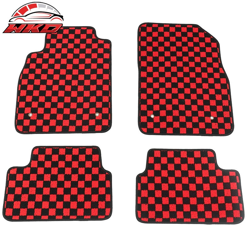 Wholesale 08-15 Chevy Cruze & 16 Limited Floor Mats Checkered Carpets Black Red Plaid