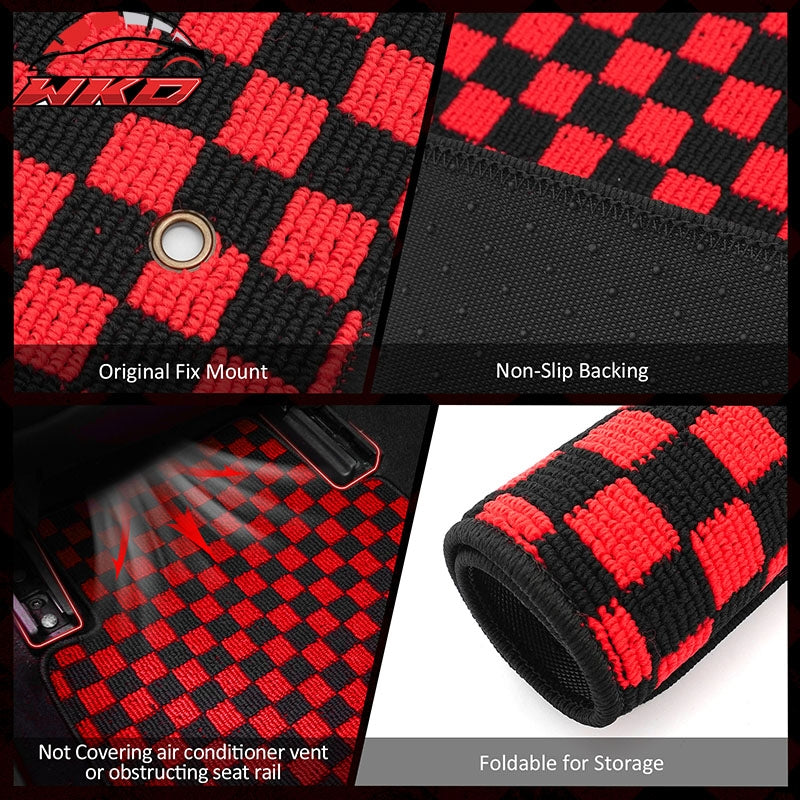 Fits 08-15 Chevy Cruze & 16 Limited Floor Mats Checkered Carpets Black Red Plaid