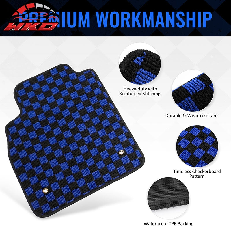 Fits 08-15 Chevy Cruze & 16 Limited Floor Mats Checkered Carpet Black Blue Plaid