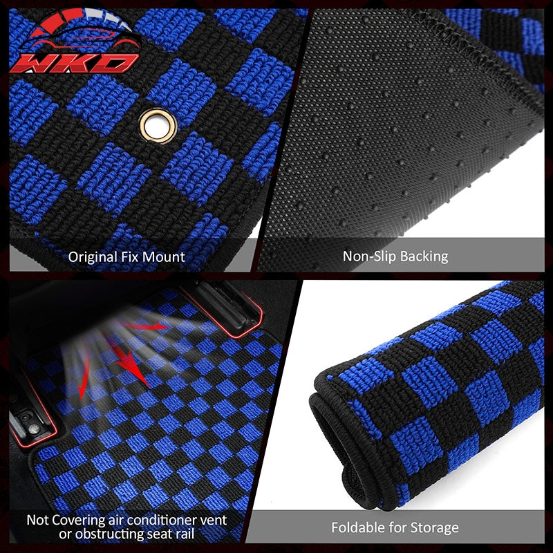 Fits 08-15 Chevy Cruze & 16 Limited Floor Mats Checkered Carpet Black Blue Plaid