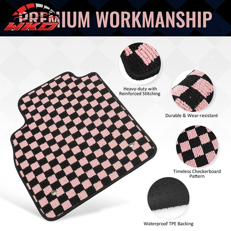 Fits 08-15 Chevy Cruze & 16 Limited Floor Mats Checkered Carpet Black Pink Plaid