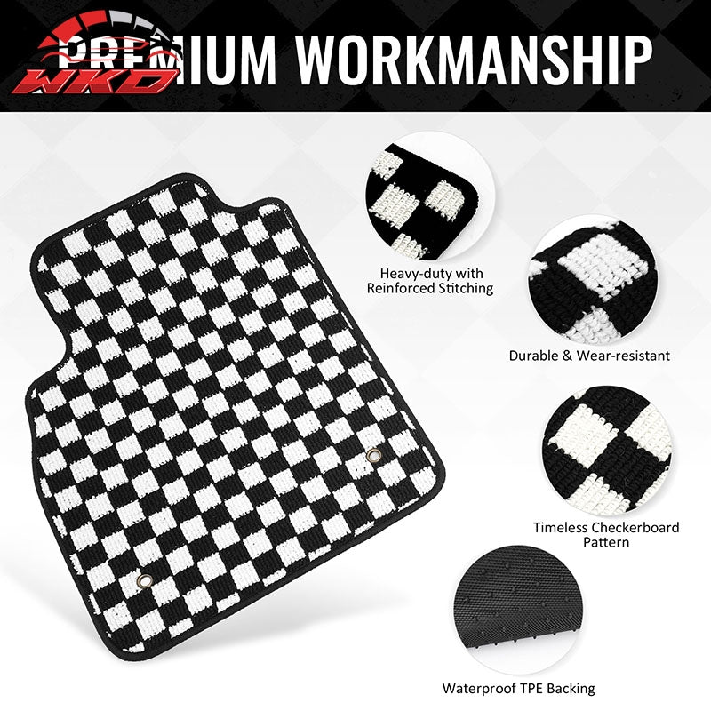 Fits 08-15 Chevy Cruze 16 Limited Floor Mats Checkered Carpets Black White Plaid