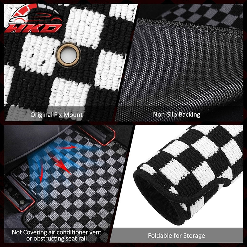Fits 08-15 Chevy Cruze 16 Limited Floor Mats Checkered Carpets Black White Plaid