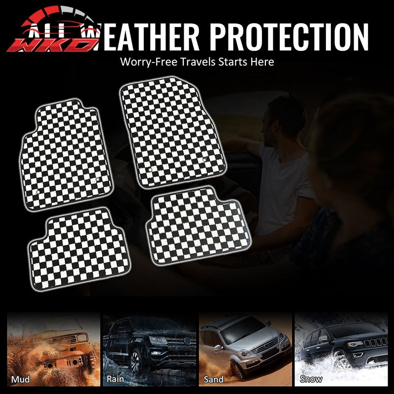 Fits 08-15 Chevy Cruze 16 Limited Floor Mats Checkered Carpets Black White Plaid