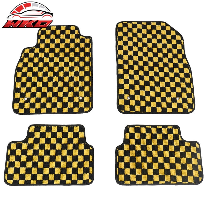 Wholesale 08-15 Chevy Cruze 16 Limited Floor Mats Checkered Carpet Black Yellow Plaid