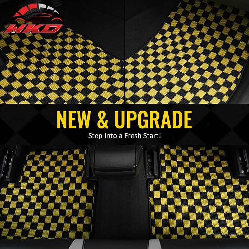 Fits 08-15 Chevy Cruze 16 Limited Floor Mats Checkered Carpet Black Yellow Plaid