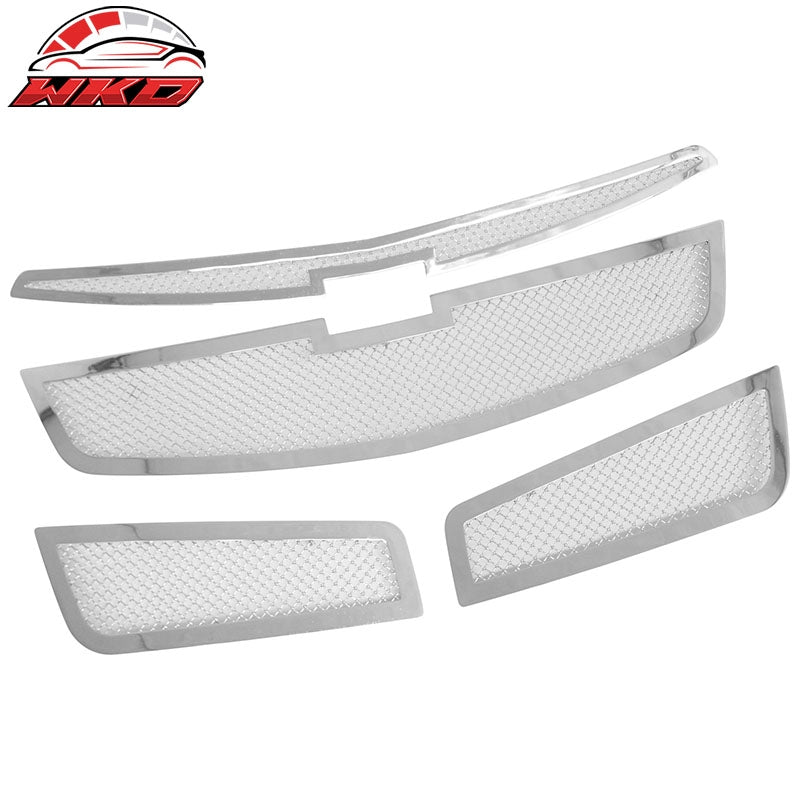 Fits 2011-2014 Chevy Cruze Chrome Mesh Front Upper Lower Grilles Stainless Steel