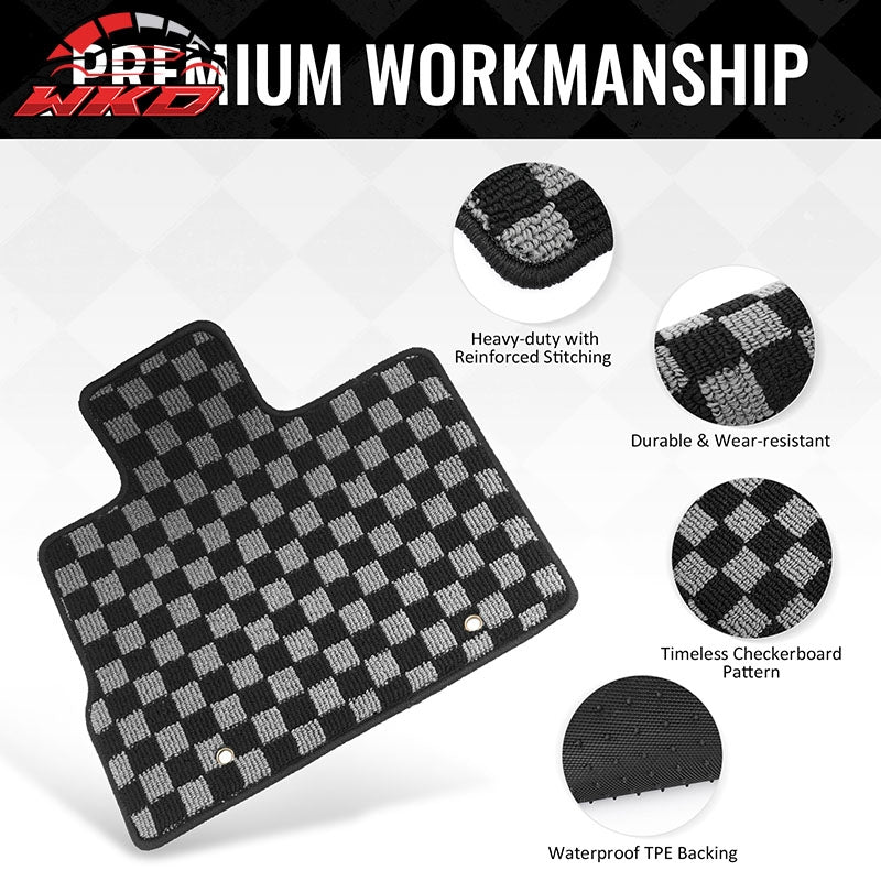 Fits 10-17 Chevy Equinox Floor Mats Non-Slip Carpets Checkered Black Gray Plaid