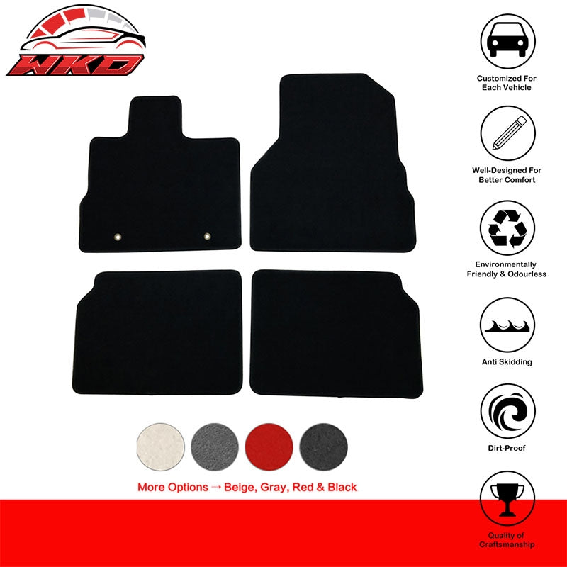 Fits 10-17 Chevy Equinox Floor Mats Front & Rear 4PC Black Nylon