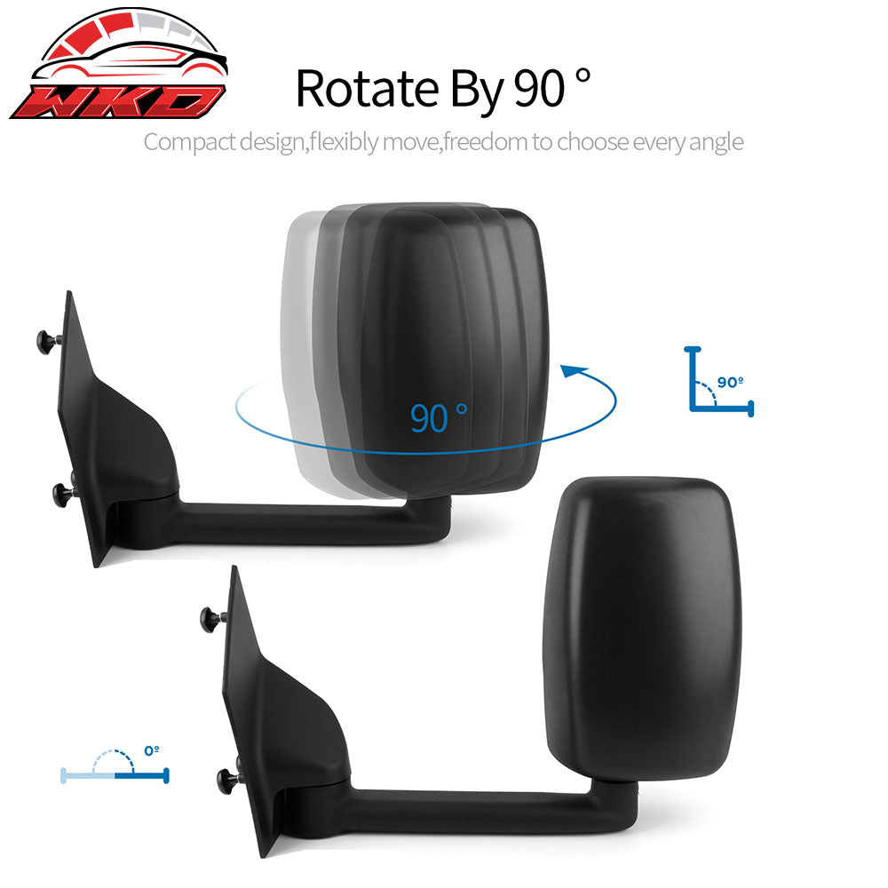 Fits 03-17 Chevy Express GMC Savana Side View Towing Mirrors Textured Black Left