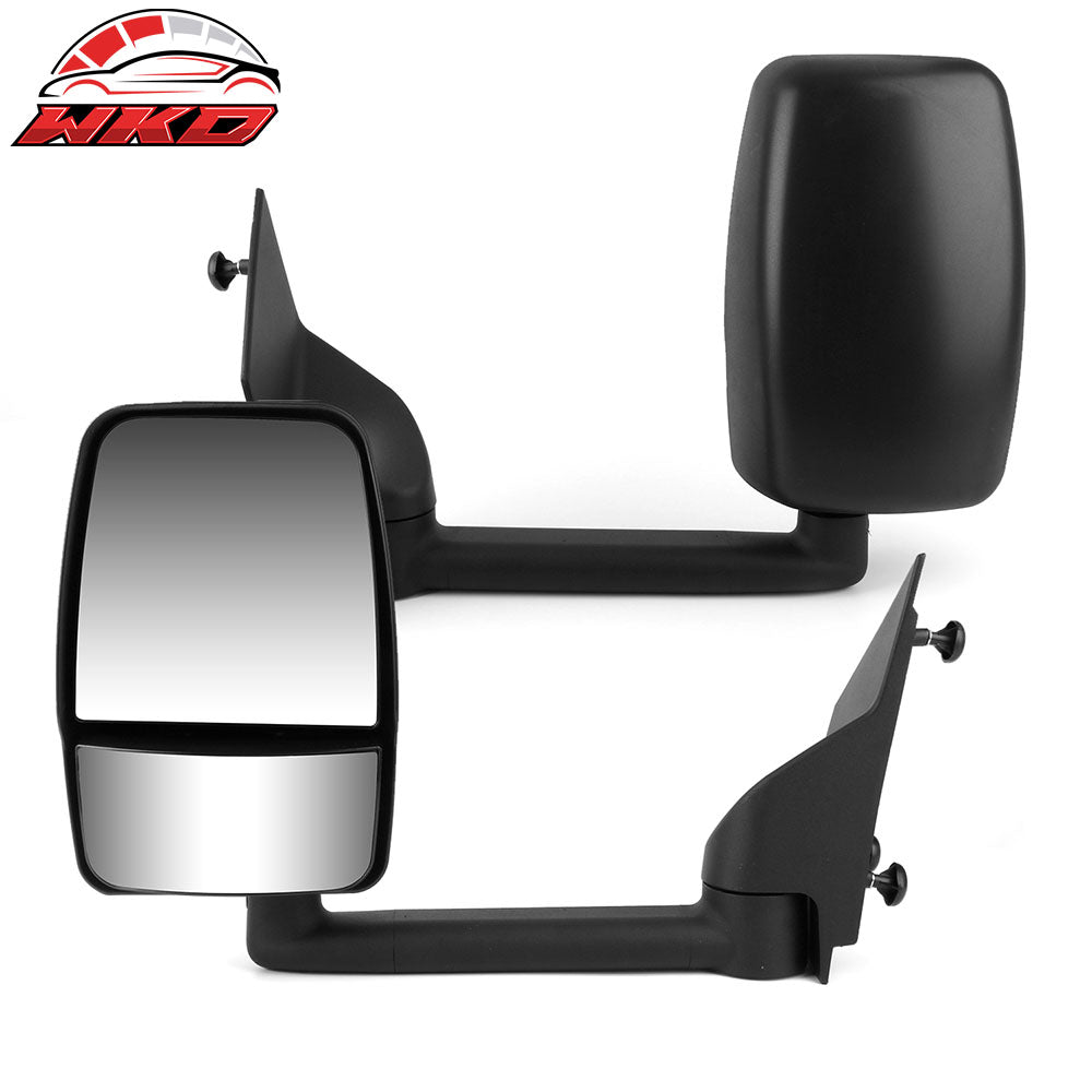 Fits 03-17 Chevy Express GMC Savana Side View Towing Mirrors Textured Black Left