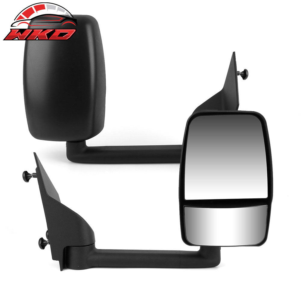 Fits 03-17 Chevy Express GMC Savana Side View Towing Mirror Textured Black Right