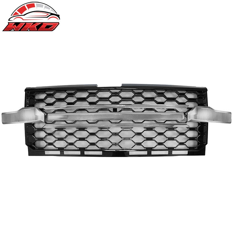 Wholesale 19-21 Chevy Silverado 1500 Chrome Gloss Black Front Bumper Hood Mesh Grille
