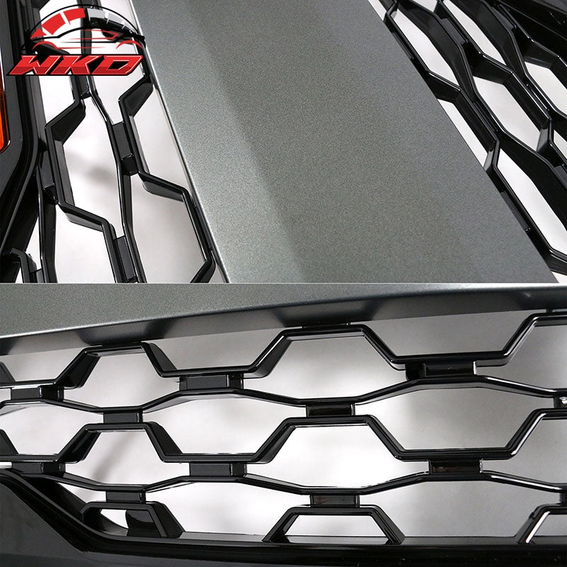 Fits 14-15 Chevy Silverado 1500 Front Bumper Hood Mesh Grille Guard Gloss Black