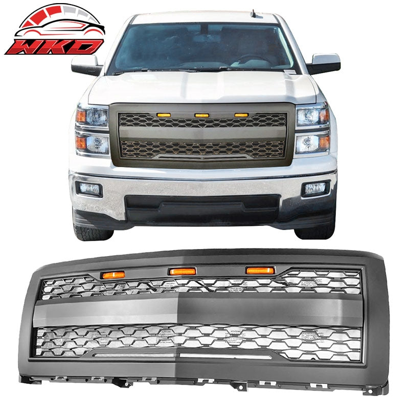 Wholesale 14-15 Chevy Silverado 1500 Front Bumper Hood Grille Matte Black