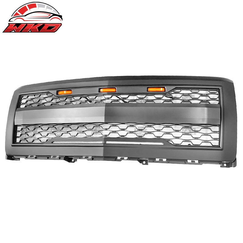 Fits 14-15 Chevy Silverado 1500 Front Bumper Hood Grille Matte Black