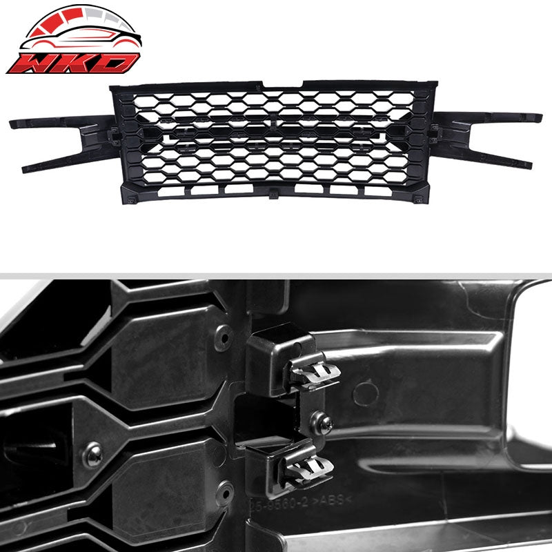Fits 19-21 Chevy Silverado 1500 LT/LTZ/RST/High Country Gloss Black Front Grille