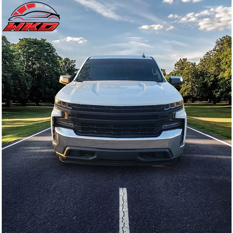Fits 19-21 Chevy Silverado 1500 Front Bumper Hood Mesh Grille - Matte Black