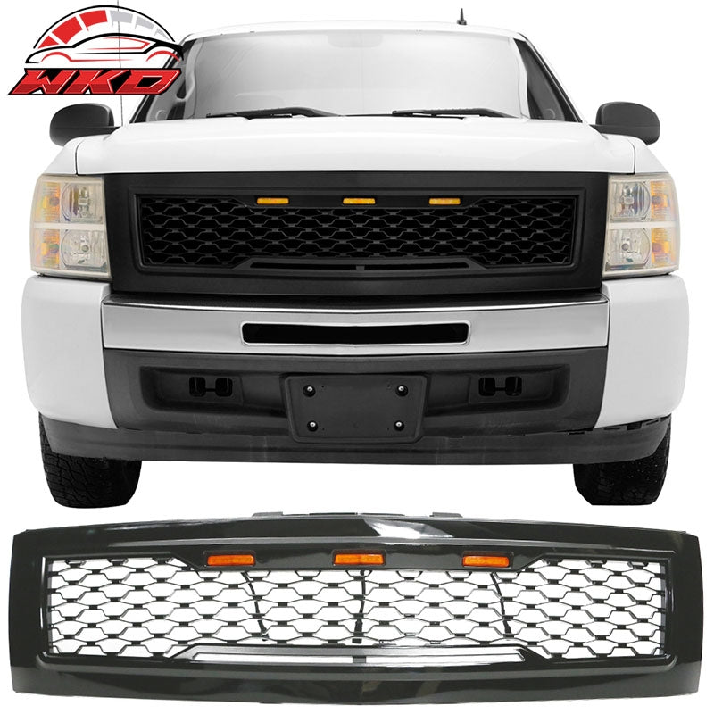 Wholesale 07-13 Chevy Silverado 1500 Front Bumper Hood Mesh Grille - Gloss Black