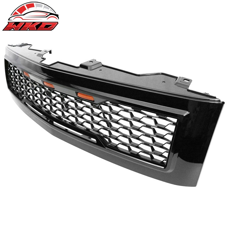 Fits 07-13 Chevy Silverado 1500 Front Bumper Hood Mesh Grille - Gloss Black