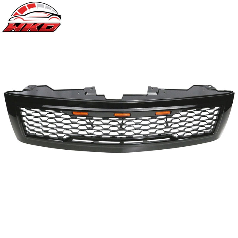Fits 07-13 Chevy Silverado 1500 Front Bumper Hood Mesh Grille - Gloss Black