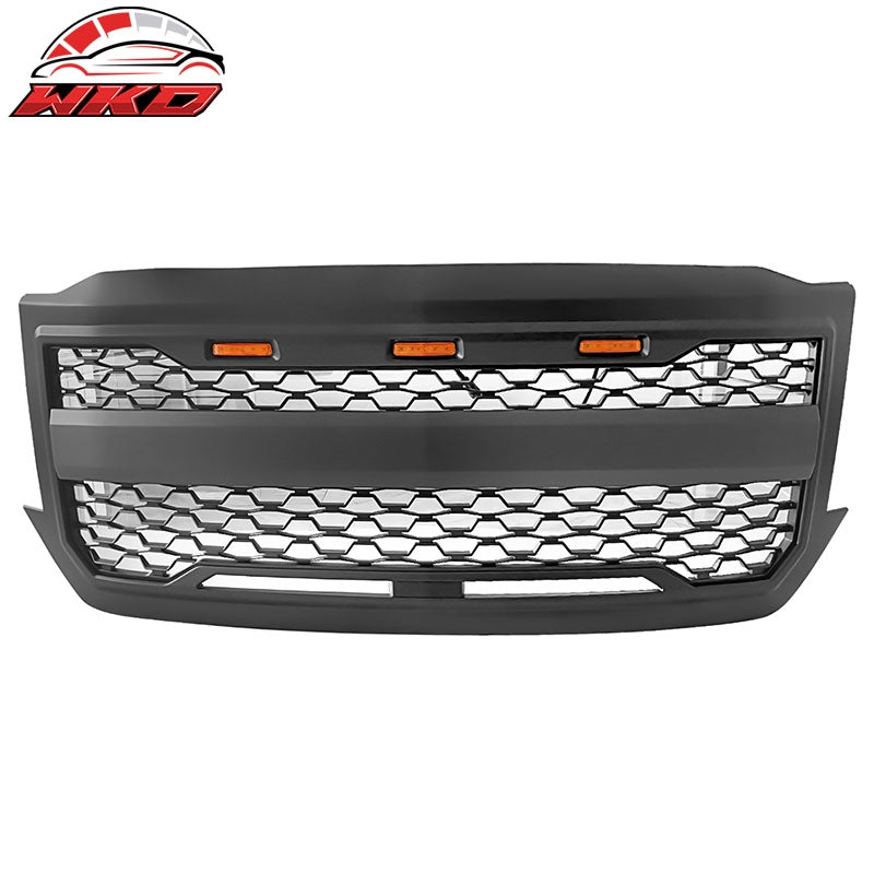 Fits 16-19 Chevy Silverado 1500 LD Front Bumper Hood Mesh Grille - Matte Black