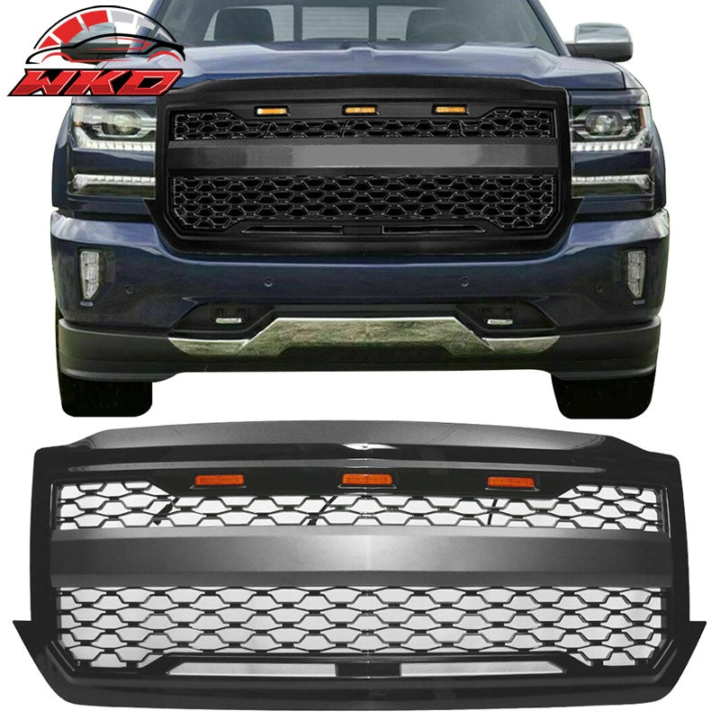 Wholesale 16-19 Chevy Silverado 1500 LD Front Bumper Hood Mesh Grille - Gloss Black