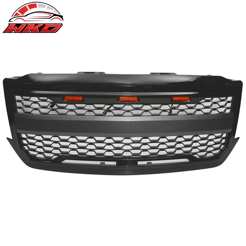 Fits 16-19 Chevy Silverado 1500 LD Front Bumper Hood Mesh Grille - Gloss Black