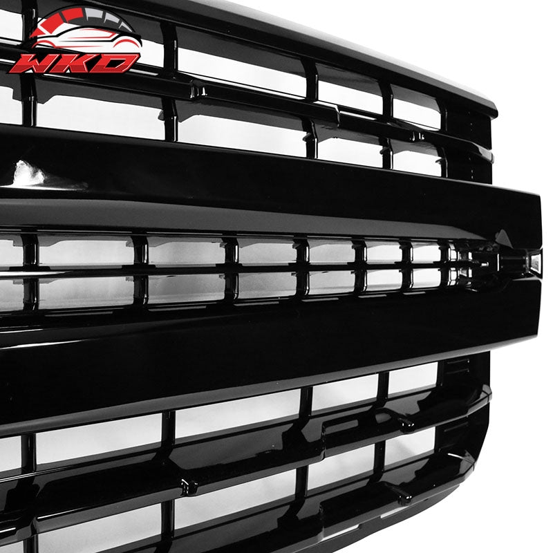 Fits 19-21 Chevy Silverado 1500 LTZ Front Bumper Hood Mesh Grille - Gloss Black