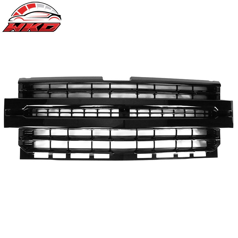 Fits 19-21 Chevy Silverado 1500 LTZ Front Bumper Hood Mesh Grille - Gloss Black