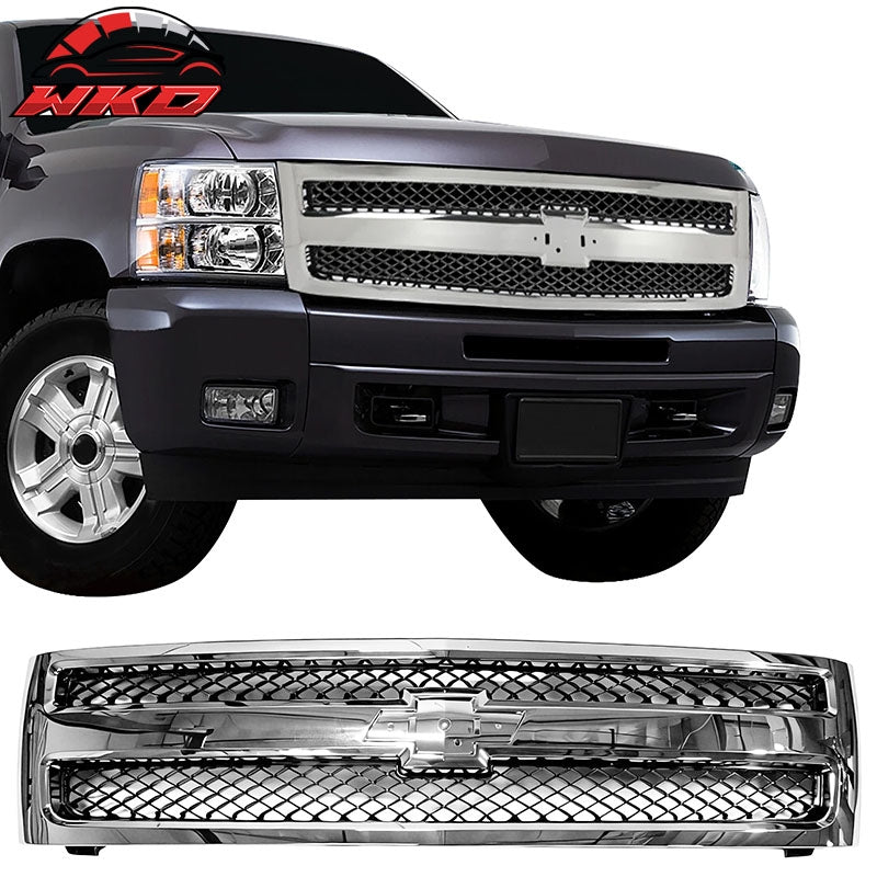 Fits 2007-2013 Chevy Silverado 1500 OE Style Front Bumper Hood Upper Mesh Grille