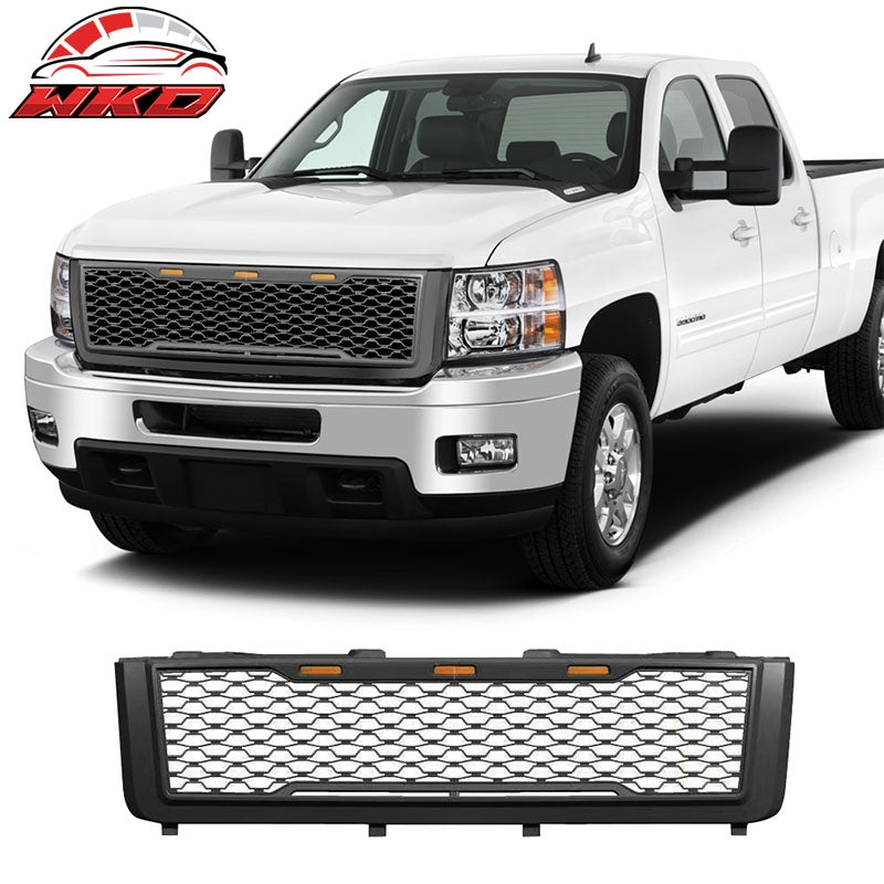 Wholesale 11-14 Chevy Silverado 2500 3500 HD Front Bumper Hood Grille - Matte Black