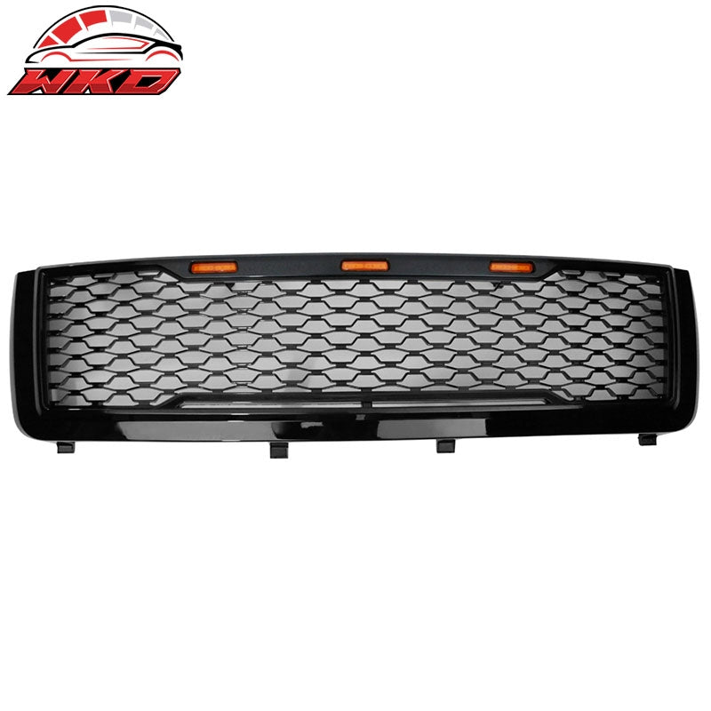 Fits 11-14 Chevy Silverado 2500 3500 HD Front Bumper Hood Grille - Gloss Black