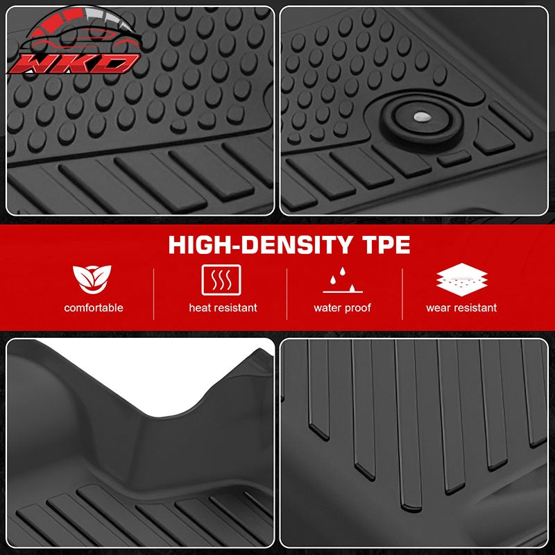 Fits 14-19 Chevy Silverado& GMC Sierra 1500 2500 3500 Crew Cab Floor Mats TPE