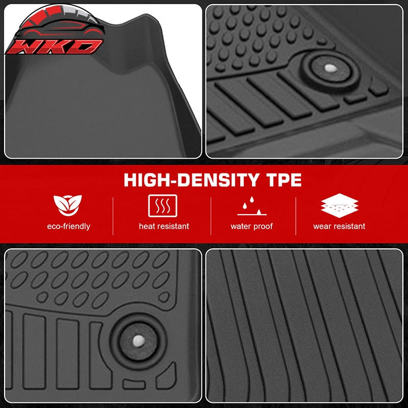 Fits 14-19 Chevy Silverado& GMC Sierra 1500 2500 3500 Double Cab Floor Mats TPE