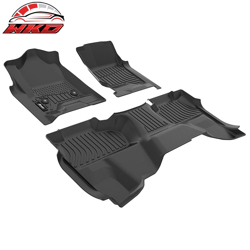 Fits 14-19 Chevy Silverado& GMC Sierra 1500 2500 3500 Double Cab Floor Mats TPE