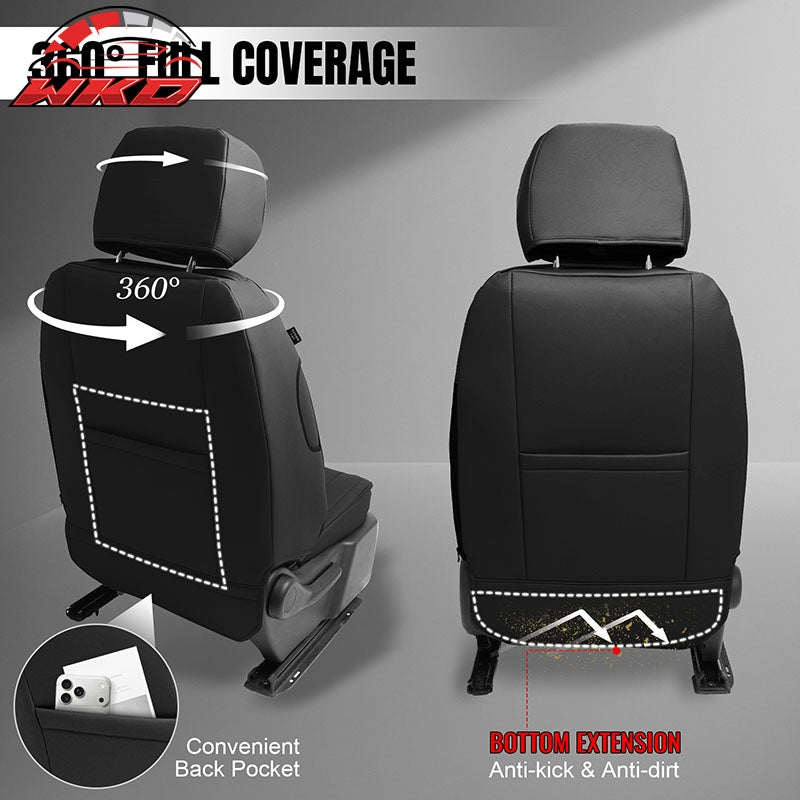 Fits 19-26 Chevy Silverado GMC Sierra 1500 2500 3500HD Seat Cover Full Set Black