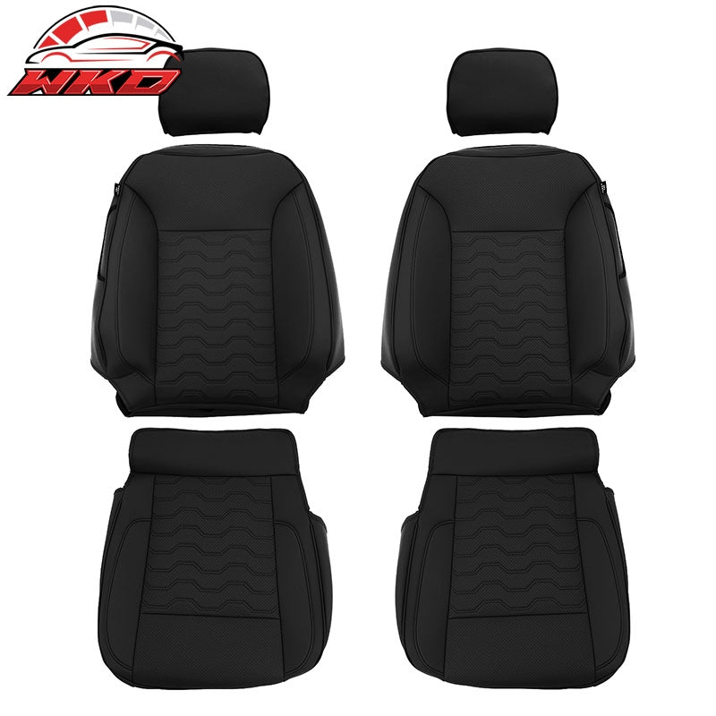 Fits 19-26 Chevy Silverado GMC Sierra 1500 2500HD 3500HD Front Seat Covers Black