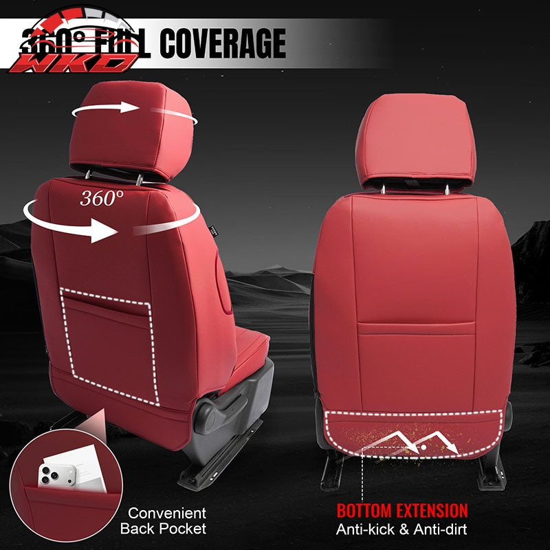 Fits 19-26 Chevy Silverado GMC Sierra 1500 2500HD 3500HD Front Seat Covers Red