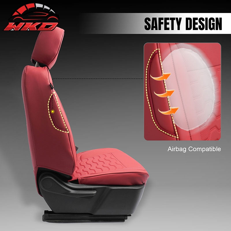 Fits 19-26 Chevy Silverado GMC Sierra 1500 2500HD 3500HD Front Seat Covers Red
