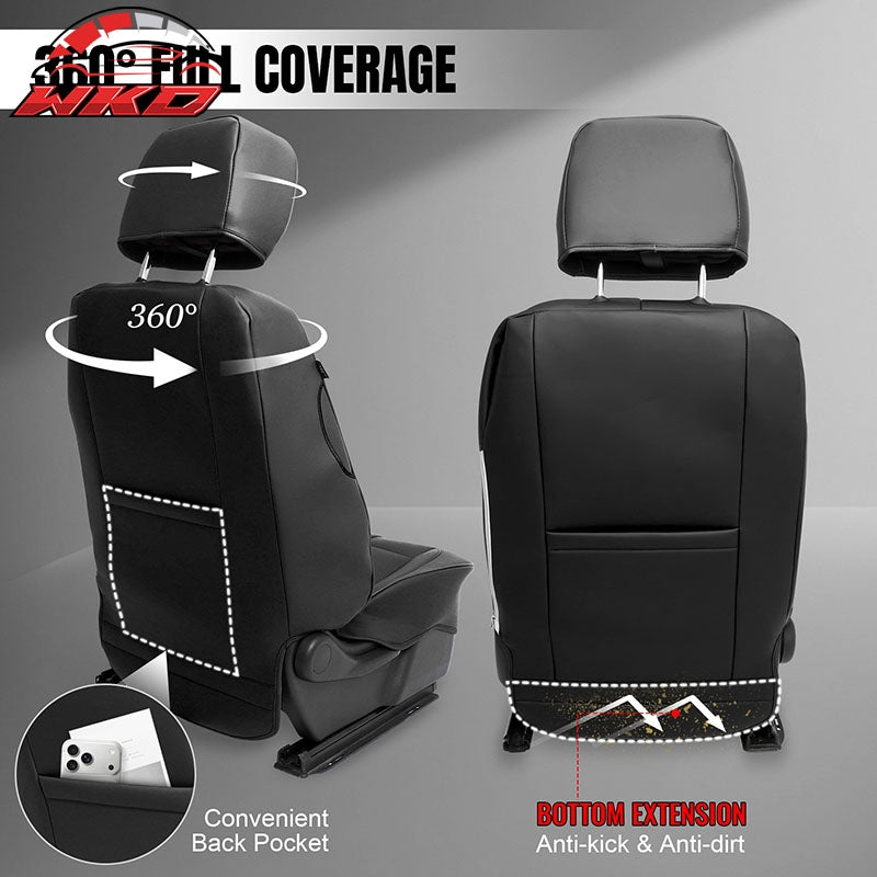 Fits 14-18 Chevy Silverado GMC Sierra 1500 Front Row Seat Covers Protector Black