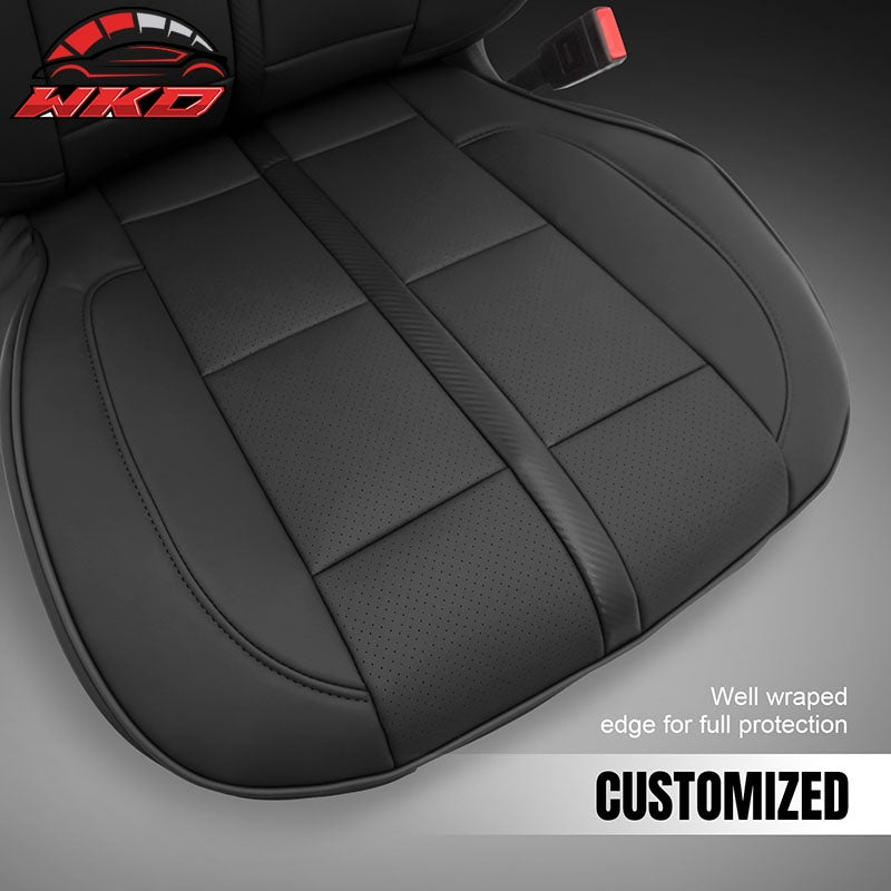 Fits 14-18 Chevy Silverado GMC Sierra 1500 Front Row Seat Covers Protector Black