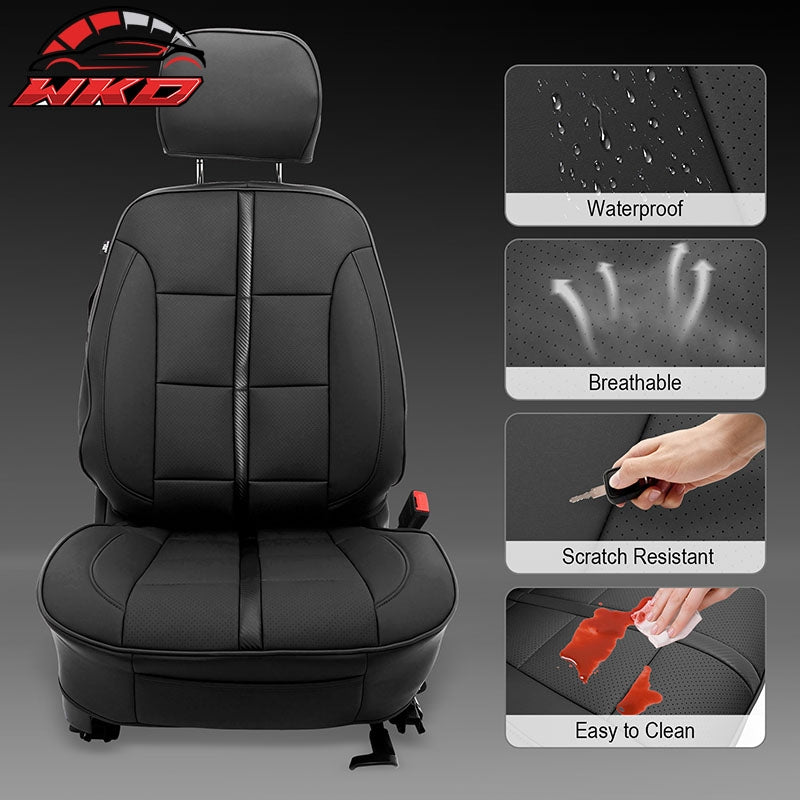 Fits 14-18 Chevy Silverado GMC Sierra 1500 Front Row Seat Covers Protector Black
