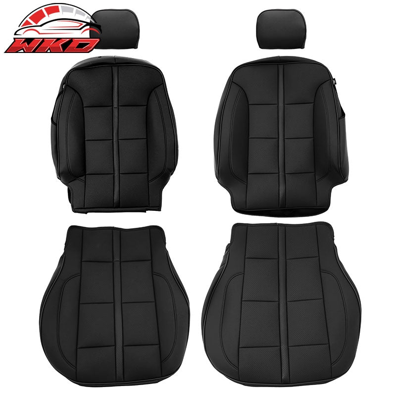 Fits 14-18 Chevy Silverado GMC Sierra 1500 Front Row Seat Covers Protector Black