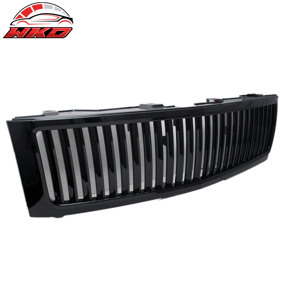 Fits 07-13 Chevy Silverado 1500 Vertical Front Hood Unpainted Grille Grill ABS
